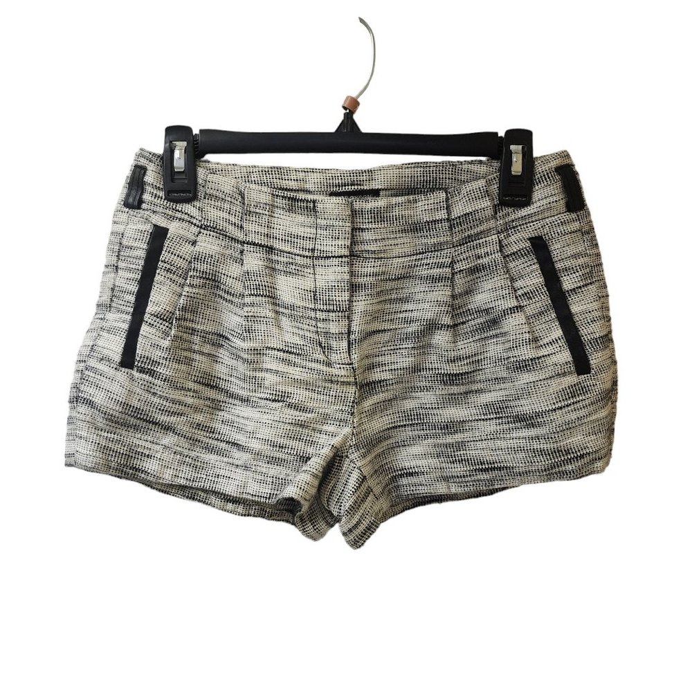 I Love Ronson Linen Rayon Blend White Black Shorts Women's Size 2 Low Rise